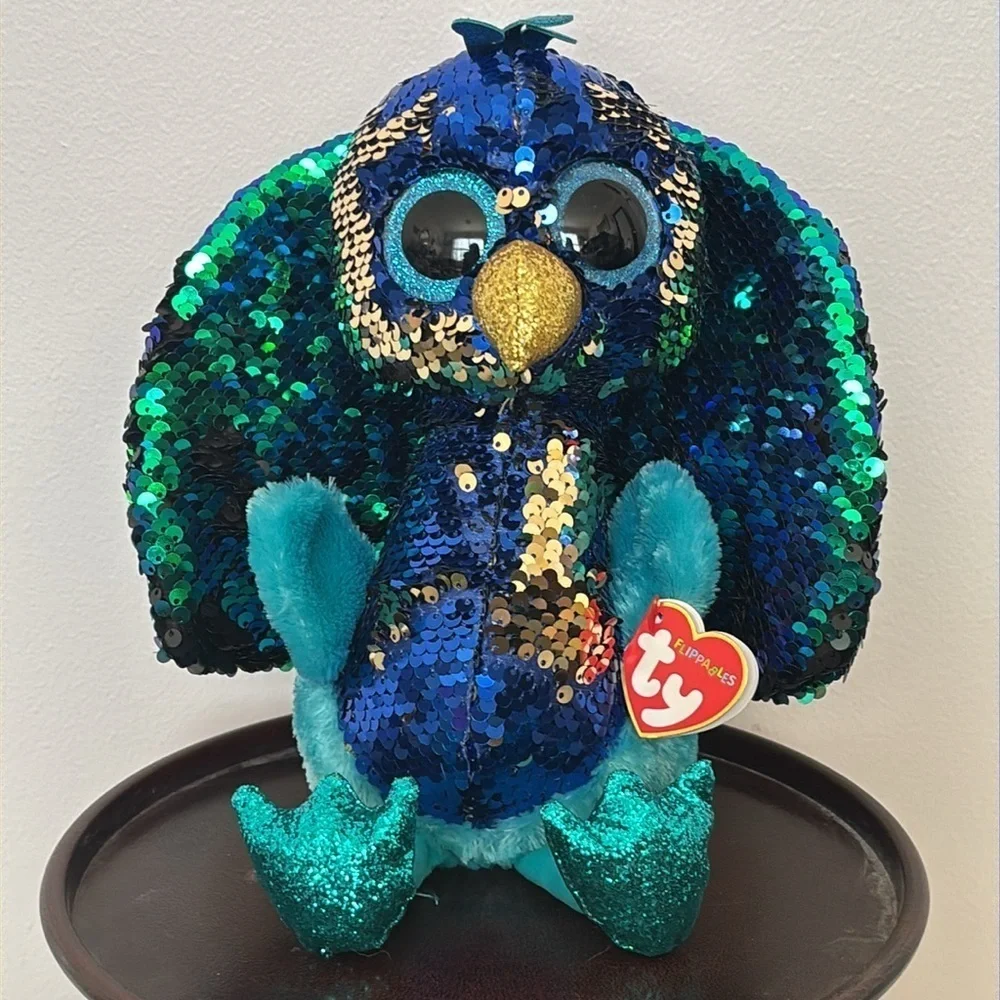 Brand New Ty Flippables Beanie Boo Tyson the Peacock 9